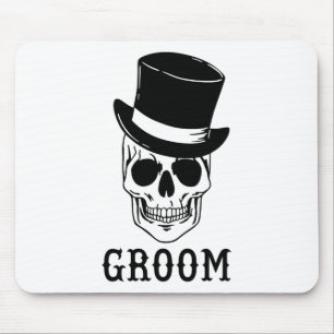 Alfombrilla De Ratón Groom Skull Con Bache De Boda Gorra De Novia En Ha
