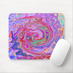 Alfombrilla De Ratón Groovy Abstract Retro Red, Purple and Pink Swirl