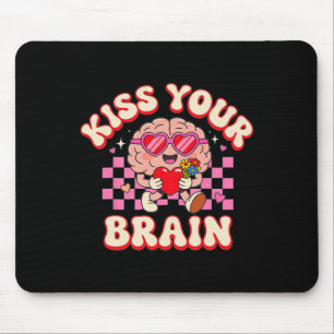 Alfombrilla De Ratón Groovy Besa Tu Cerebro Retro Día de San Valentín M