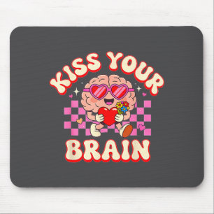 Alfombrilla De Ratón Groovy Beso a tu Cerebro Retro Día de San Valentín