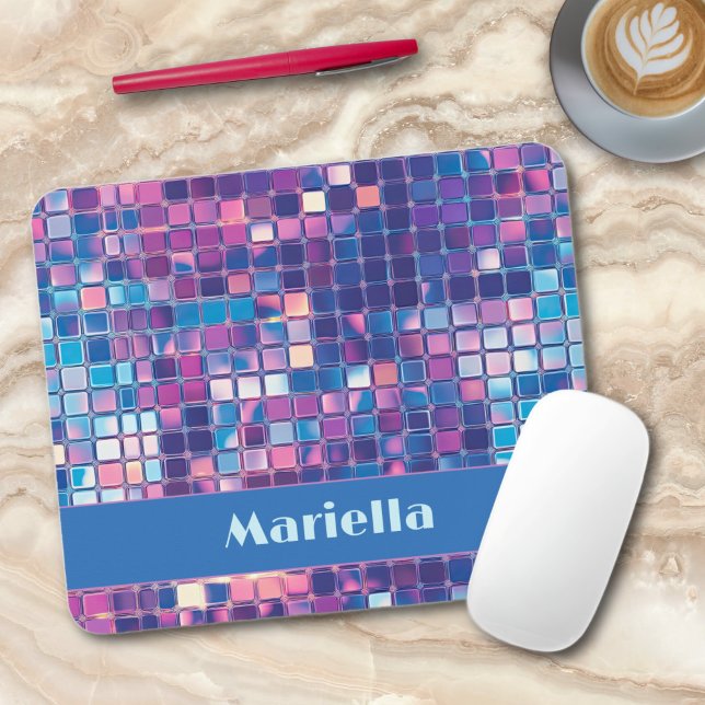 Alfombrilla De Ratón Groovy Blue & Purple Disco Ball Personalizado (groovy blue and purple disco ball personalized mouse pad)