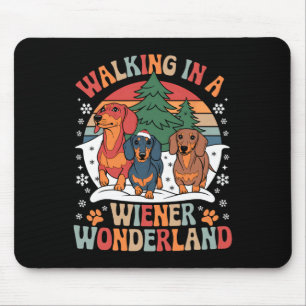 Alfombrilla De Ratón Groovy Caminando En Un Wiener Wonderland Dachshund