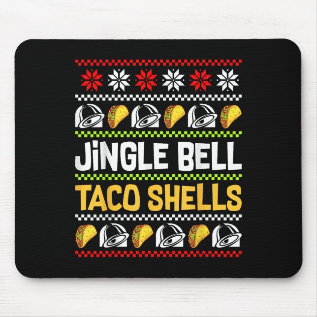 Alfombrilla De Ratón Groovy Christmas Jingle Bells Taco Shells Ugly Xma (Frente)