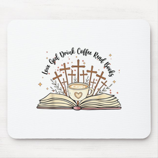Alfombrilla De Ratón Groovy Flowers Love God Drink Coffee Read Books Ch (Frente)