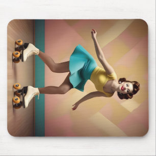 Alfombrilla De Ratón "Groovy Glide: Ritmos Retro en Ruedas de Patinaje"