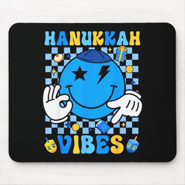 Alfombrilla De Ratón Groovy Hanukkah Vibes Chanukah Pajama Happy Hanukk (Frente)