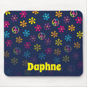 Alfombrilla De Ratón Groovy Hippie Peace and Flower Shower Fade