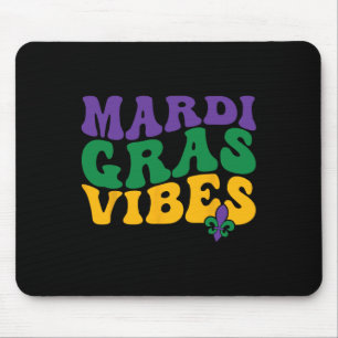 Alfombrilla De Ratón Groovy Mardi Gras Vibes Carnival Beads Funny Mardi