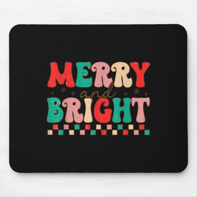 Alfombrilla De Ratón Groovy Merry And Bright Christmas Matching Family  (Frente)