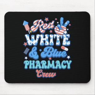 Alfombrilla De Ratón Groovy Red White Blue Pharmacy Crew Pharmacist