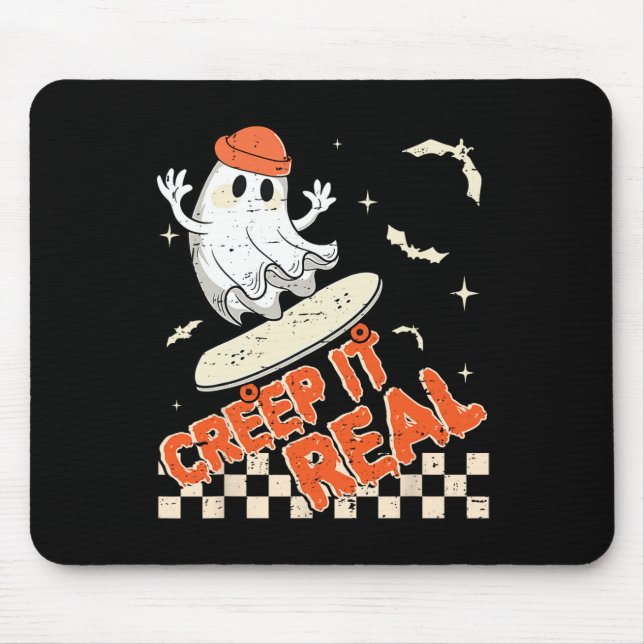 Alfombrilla De Ratón Groovy Retro Ghost Halloween Creep It Real Boys Sk (Frente)