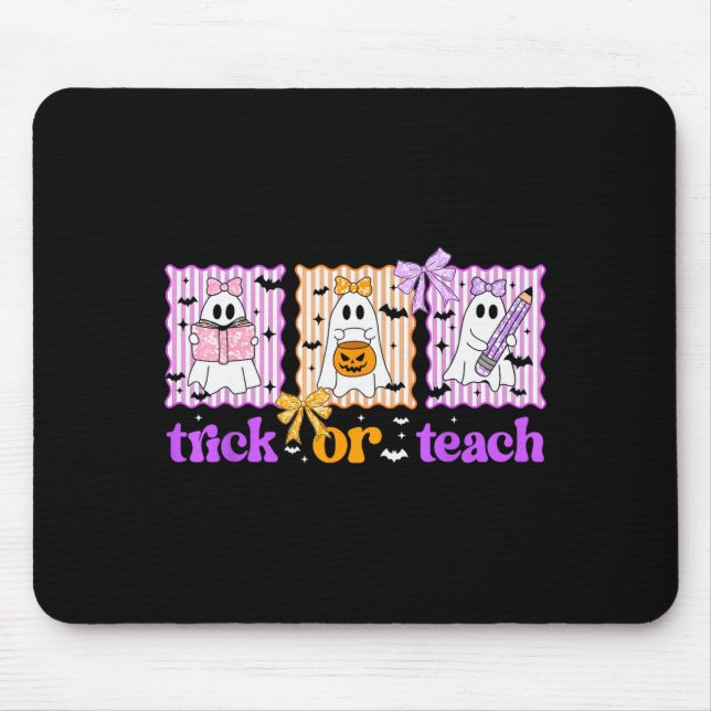Alfombrilla De Ratón Groovy Teacher Halloween Trick Or Teach Ghost Men  (Frente)