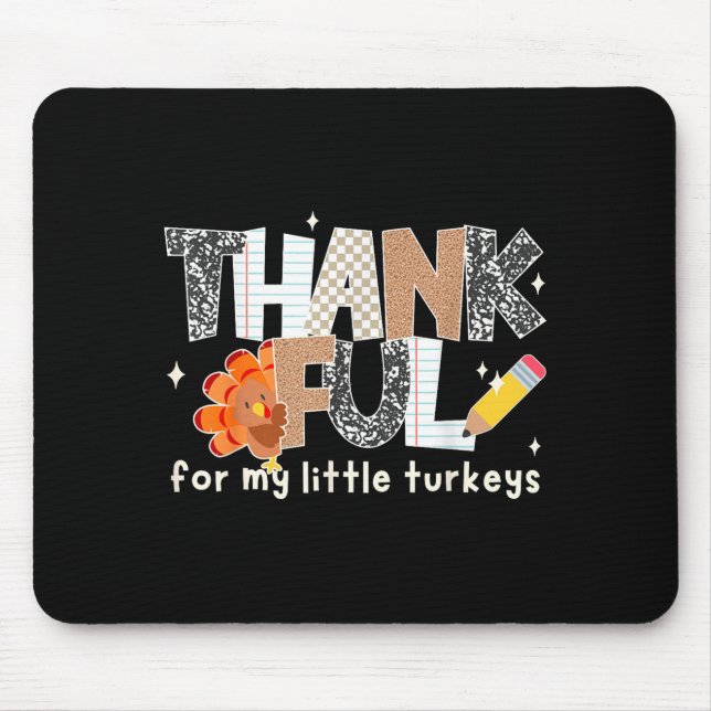Alfombrilla De Ratón Groovy Thankful For My Little Turkeys Thanksgiving (Frente)