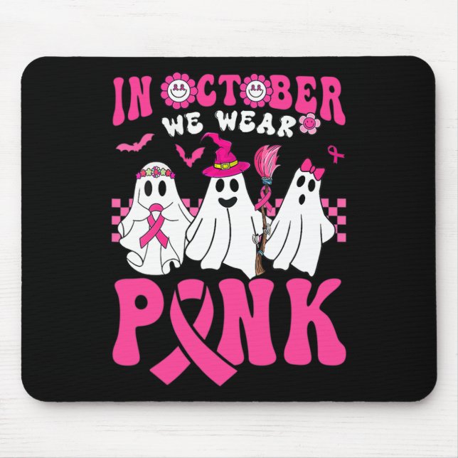 Alfombrilla De Ratón Groovy Usa Cáncer De Mama Rosado Guerrero Fantasma (Frente)