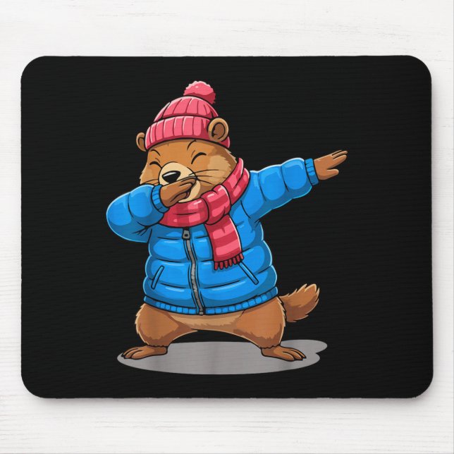 Alfombrilla De Ratón Groundhog Dabbing Groundhog Funny February 2 Groun (Frente)