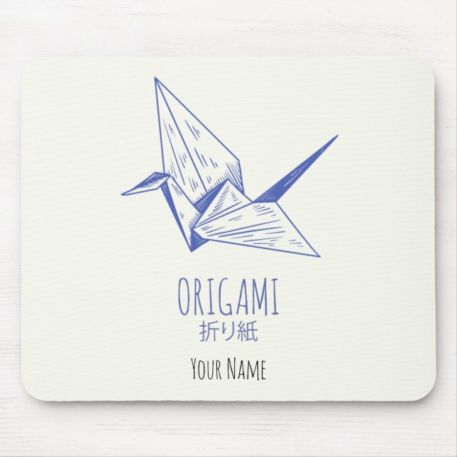 Alfombrilla De Ratón Grúa tradicional de arte de origami (Frente)