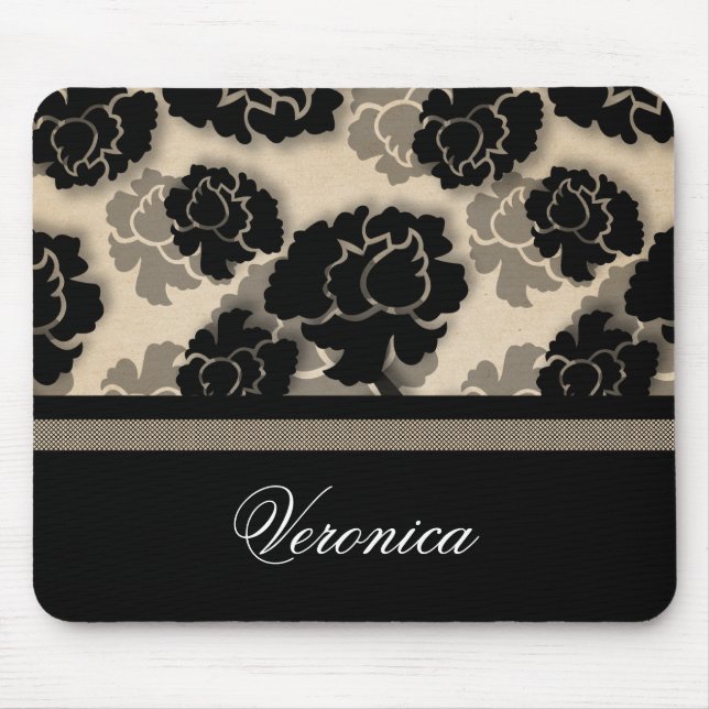 Alfombrilla De Ratón Grungy Floral Decadencia Mousepad, Marfil Beige (Frente)