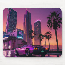 GTA 6 Vibe Mouse Pad - Retro Car en Neon City Suns