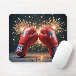 Alfombrilla De Ratón Guantes de boxeo rojo para Estados Unidos cumpleañ