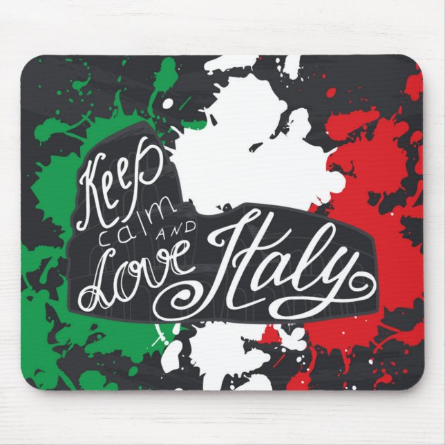 Alfombrilla De Ratón Guarde la calma y ame Italia (Frente)