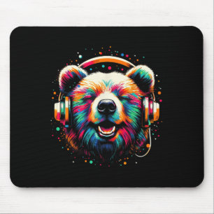 Alfombrilla De Ratón Guay Bear Auriculares Música Navidades de arte Cum