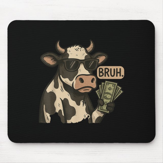 Alfombrilla De Ratón Guay Cash Cow Bruh Sungles Money Funny Animal Cow (Frente)