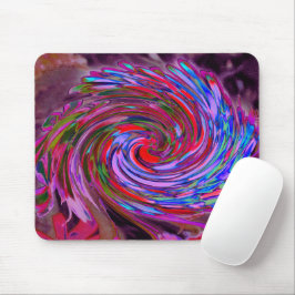 Alfombrilla De Ratón Guay Red, Blue and Pink Abstract Floral Swirl