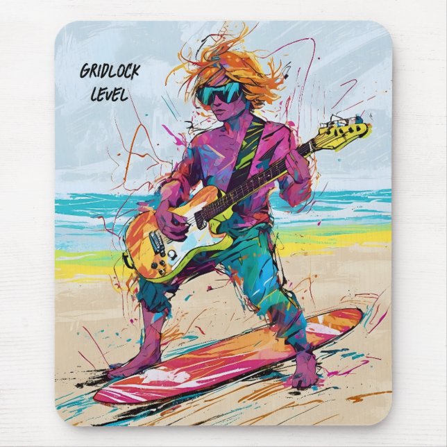 Alfombrilla De Ratón Guay Resumen guitarrista de tablero de anime edita (Frente)
