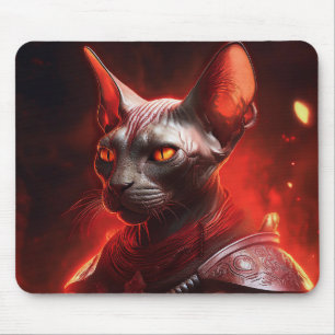 Alfombrilla De Ratón Guerrero de gato esfinge steampunk que parece fier