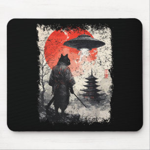 Alfombrilla De Ratón Guerrero de gato ninja samurái Sumi-e Ovni Ukiyo-e