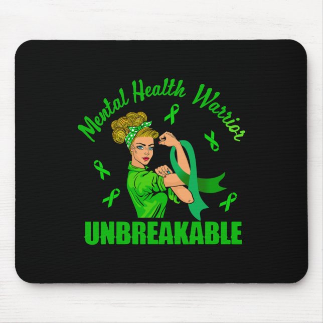 Alfombrilla De Ratón Guerrero de la salud mental: conciencia inquebrant (Frente)