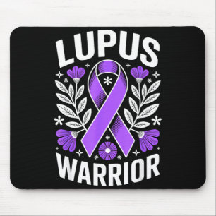 Alfombrilla De Ratón Guerrero del lupus floral conciencia luchador púrp