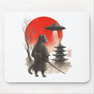 Alfombrilla De Ratón Guerrero Gato Ninja Samurái OVNI Anime Japonés Div