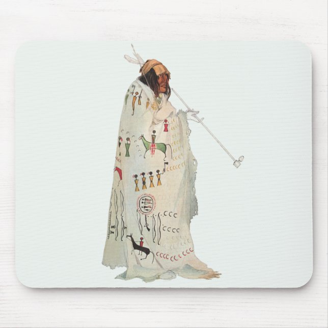 Alfombrilla De Ratón Guerrero indio con retrato de tubería por Karl Bod (Frente)