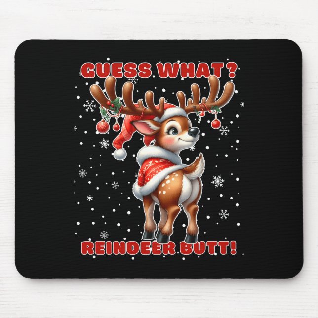 Alfombrilla De Ratón Guess What Reindeer Butt Funny Christmas Humor Red (Frente)