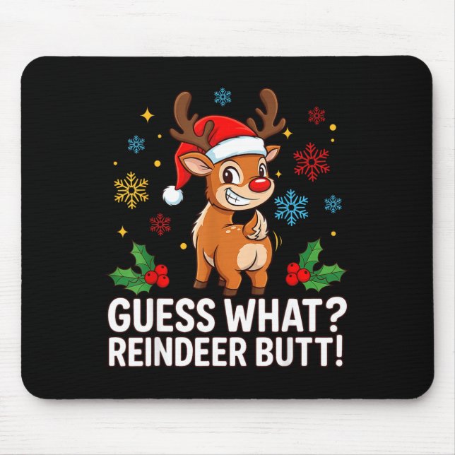 Alfombrilla De Ratón Guess What Reindeer Butt Funny Christmas Men Reind (Frente)