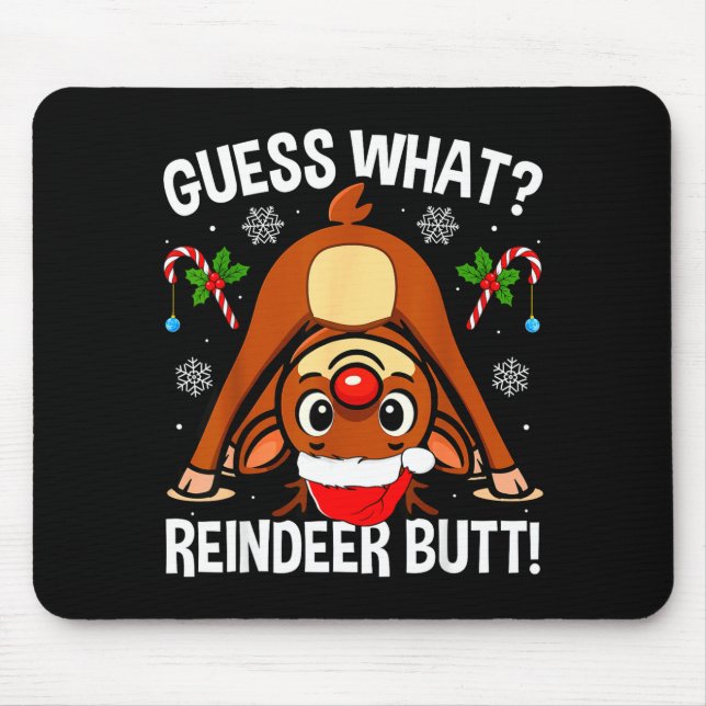 Alfombrilla De Ratón Guess What Reindeer Butt Xmas Santa Funny Christma (Frente)