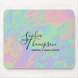 Alfombrilla De Ratón Guión holográfico moderno Rainbow Pastel Mousepad