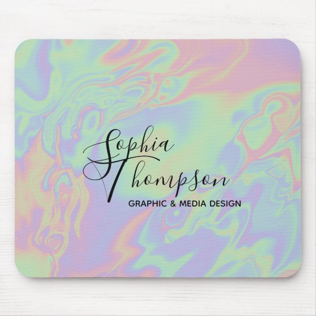 Alfombrilla De Ratón Guión holográfico moderno Rainbow Pastel Mousepad (Frente)