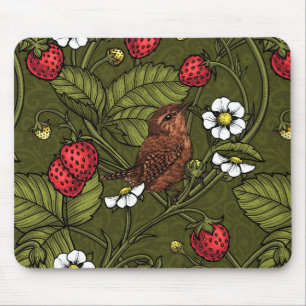 Alfombrilla De Ratón Guirnaldas y fresas en verde oscuro