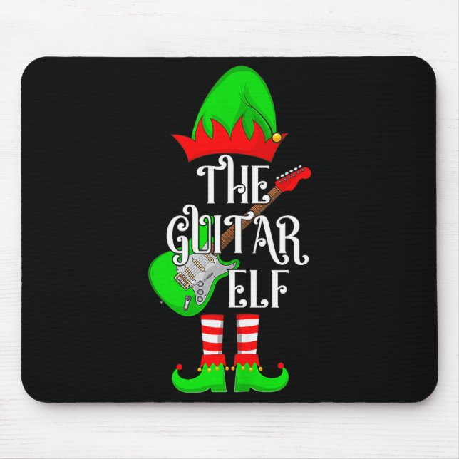 Alfombrilla De Ratón Guitar Elf Christmas Pajamas Matching Family Elf S (Frente)