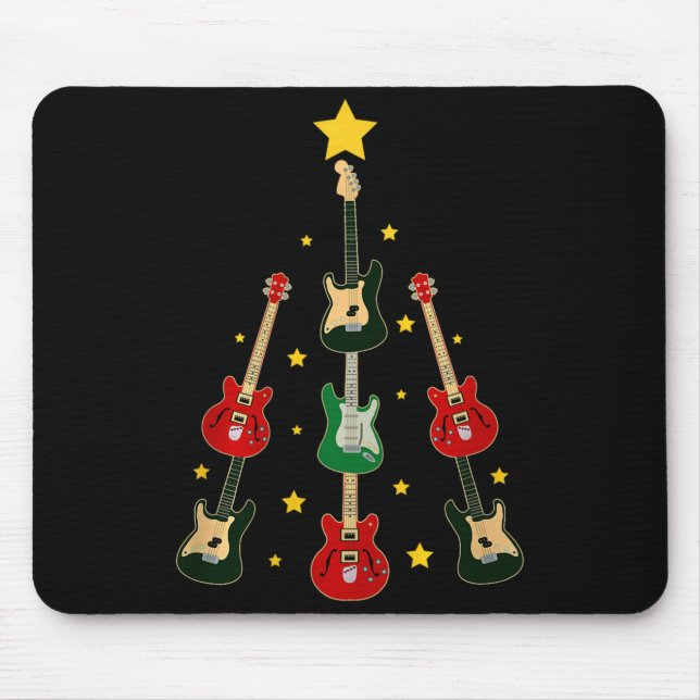 Alfombrilla De Ratón Guitar Xmas Tree Musical Guitar Lovers Guitarist C (Frente)