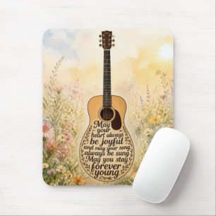 Alfombrilla De Ratón Guitarra Acústica con Texto Joven por Siempre