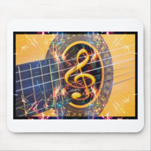 Alfombrilla De Ratón Guitarra Acústica Psicólica, diseño de hojas de mú