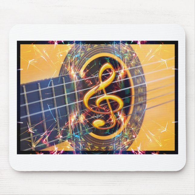 Alfombrilla De Ratón Guitarra Acústica Psicólica, diseño de hojas de mú (Frente)