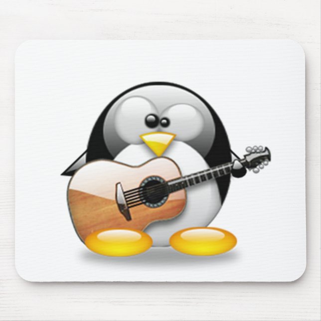 Alfombrilla De Ratón Guitarra acústica Tux (Linux Tux) (Frente)