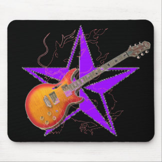 Alfombrilla De Ratón Guitarra ambarina Mousepad de la estrella púrpura