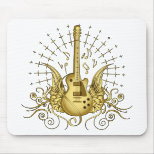 Alfombrilla De Ratón Guitarra de ala dorada