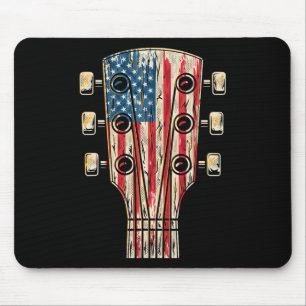 Alfombrilla De Ratón Guitarra De Bandera Estadounidense 4 De Julio Guit