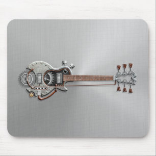 Alfombrilla De Ratón Guitarra de Steampunk en el acero